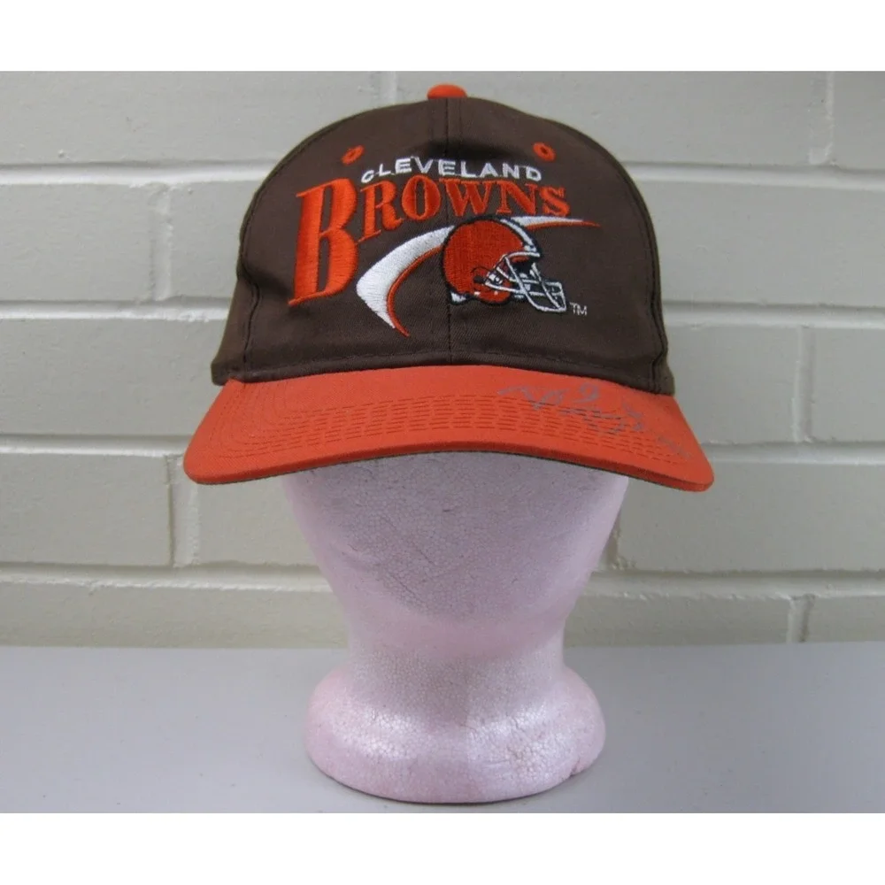 Vintage 90s Cleveland Browns Snapback Hat Cap NFL Desmond Bryant Autograph
